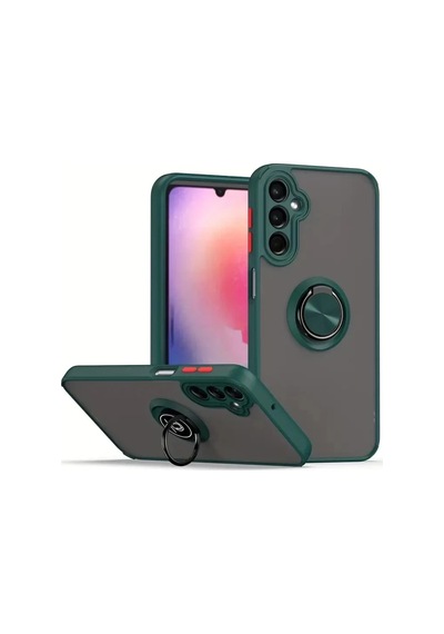 Samsung Uyumlu Galaxy A17 5g Uyumlu Montreal Yüzüklü Silikon Kapak - Yeşil