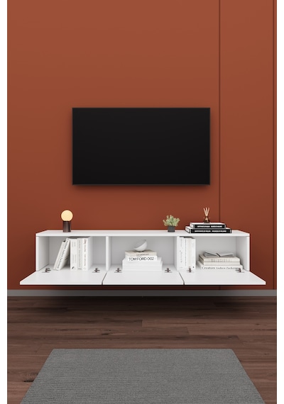 Asra Trend Tv Ünitesi Tv Sehpası T-27 %100 MDF Duvara Monte Askılı Ünite Beyaz