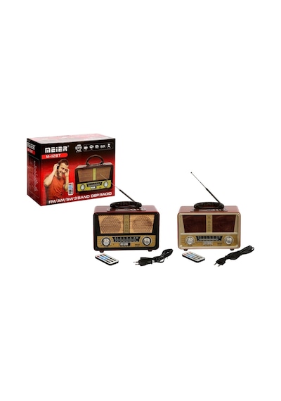 Meier M-112bt Nostaljik Ahşap Retro Radyo Bluetooth Fm Sd Aux U