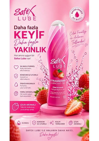 Safex Lube Kayganlaştırıcı Jel Çilek 3 x 85 ML