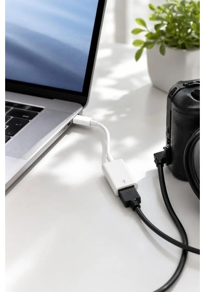 Delux Serisi Aktarım Kompakt Unisex Kamera Adaptörü Type-c To Usb Jh01515 Beyaz