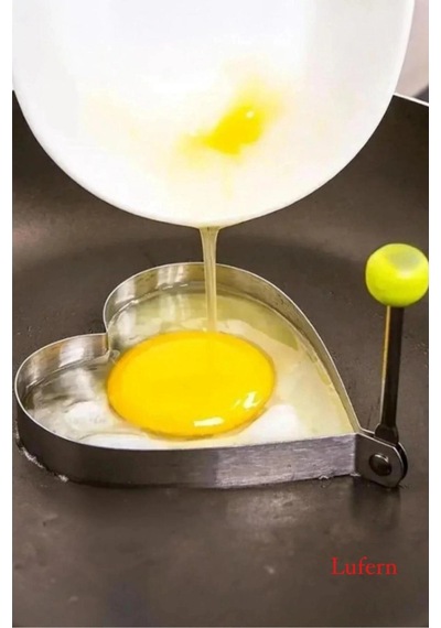 Paslanmaz Çelik Kalp Şekilli Kızartma Kalıbı Yumurta Omlet Krep Pankek Pancake Pişirme Kalıbı Çok Renkli