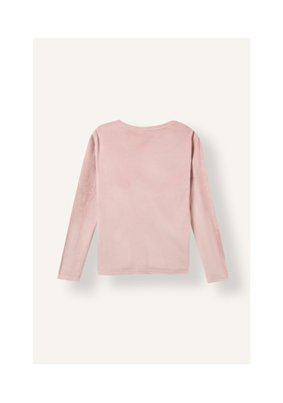 Defacto Regular Fit Uzun Kollu Velur Üst Çizgili Uzun Alt Pijama Takımı A6205ax26aubr86 Pembe-br86