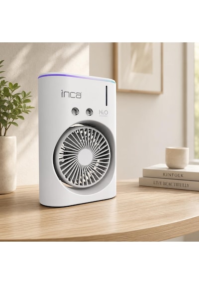 Inca Imf-10b Şarj Edilebilir 2400 Mah Taşınabilir Buzlu Su Hazneli Soğutucu Renkli Işıklı Masa Fanı Masaüstü F
