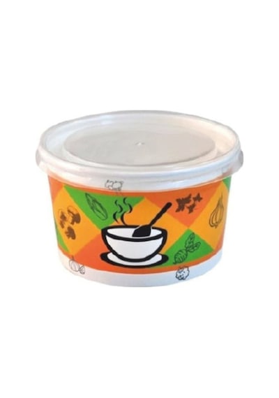 12 Oz Çorba Kasesi + Kapak - 50 Adet Çok Renkli