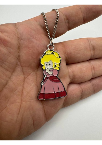 Super Princess Figürlü Pembe Kolye 60 Cm Zincirli Zarif Oyun Karakter Takısı Çok renkli