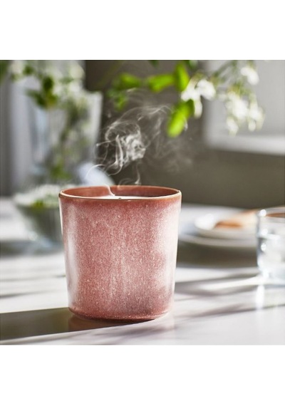 Ikea Lugnare Seramik Kaplı Kokulu Mum 10 X 10 Cm Yasemin Pembe