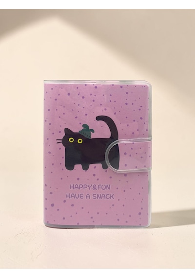 Happy & Fun Kedi A7 Not Defteri , Çıt Çıtlı Cep Defteri - Pembe