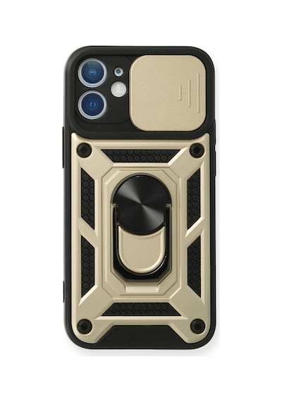 Apple İphone 12 Mini Kılıf Pars Lens Yüzüklü Silikon - Gold Çok Renkli