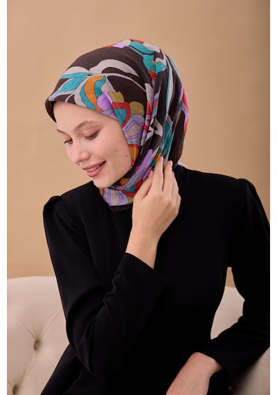 Silk Home Olinda İpek Eşarp 47003-05 Acı Kahve, Kırmızı, Turkuaz, Leylak, Turuncu