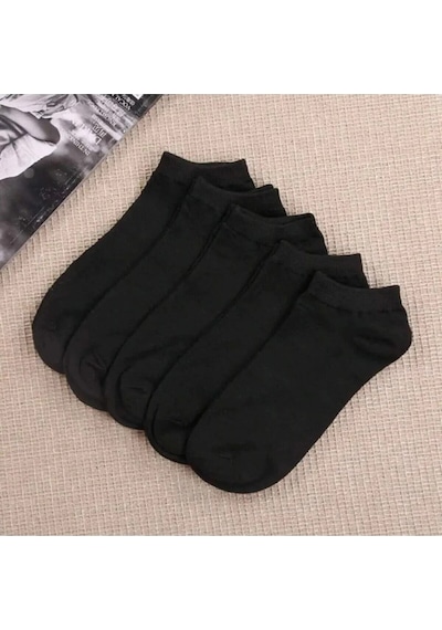 Socks Stores Unisex Kısa Patik Çorap 5 Çift Siyah