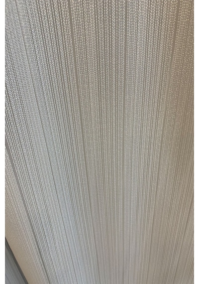 İnce Çizgi Desenli Etekleri Kurşunlu Düz Pilesiz 250 X 250 Cm Tül Perde Kırık Beyaz