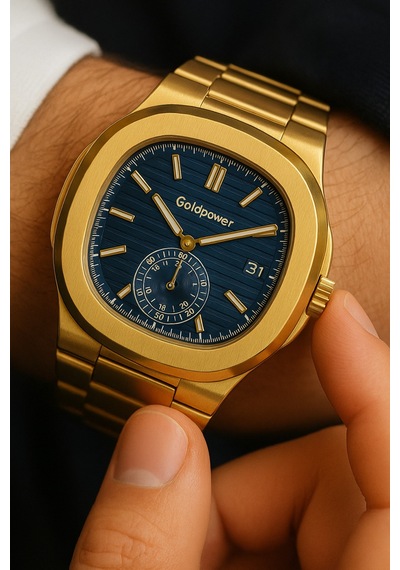 Çelik Patek Model Renk Atmayan Erkek Kol Saati Lacivert - 746686475 Altın