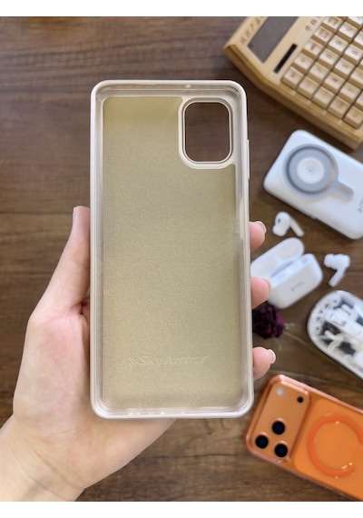 Samsung A06 Uyumlu Kadife İç Yüzey Tasarımlı Taşlı Işıltılı Parlak Pırlanta Kılıf Dia Plus Gold