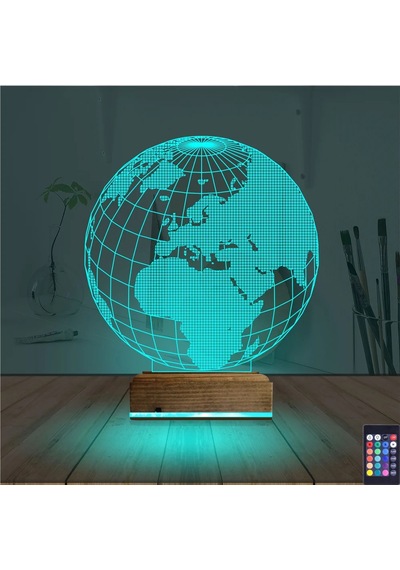Luvivia Dünya Globe 3d Lamba - Masa Gece Lambası Şeffaf