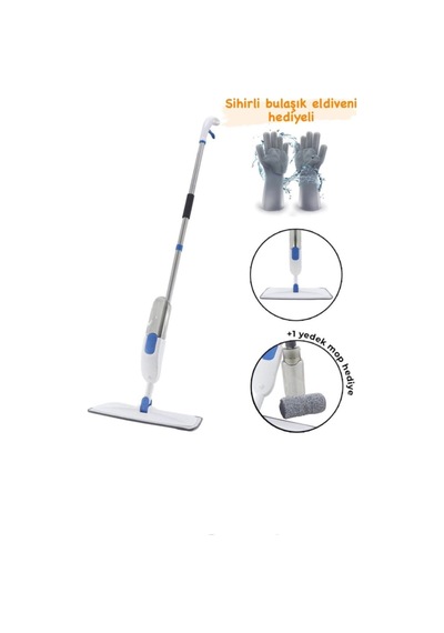 Sprey Mop + 2 Adet Mop Bezi + Sihirli Silikon Bulaşık Eldiveni