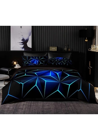 Neon Çift Kişilik 4 Parça Luxury Nevresim Takımı Açık Mavi