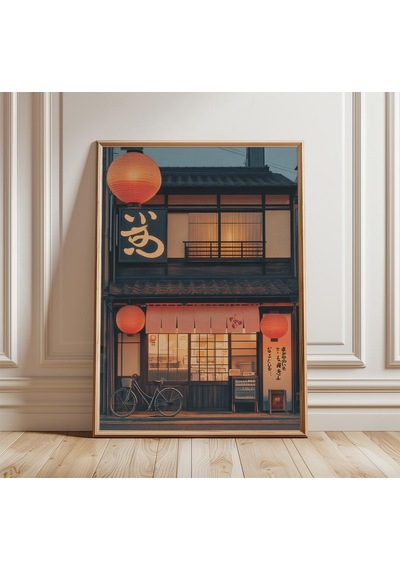 Japon Sokak Posteri Ramen Dükkanı Duvar Sanatı Gece Feneri Sahnesi Baskısı Tokyo Tarzı Dekorasyon Vintage Şehir Sanat Eseri