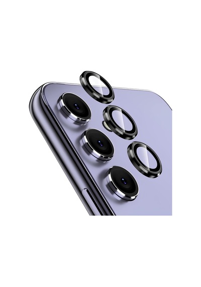 Ennar Samsung Uyumlu Galaxy A15 Metal Çerçeveli Kamera Koruuyucu Lens Siyah