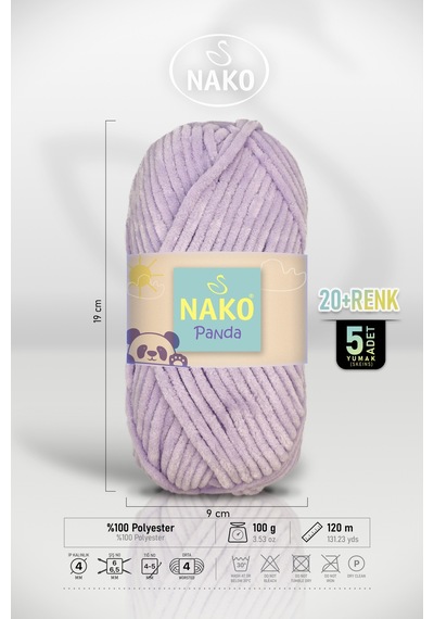 Panda - Menekşe 3103 - 5'li Paket - 100gr/120m - Kadife El Örgü İpi - Amigurumi Punch İpi