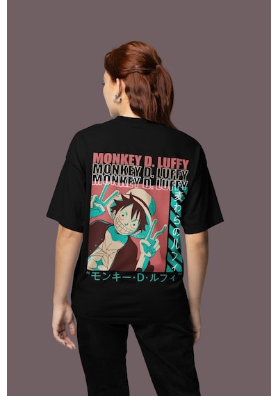Sevbano Monkey D. Luffy Sırt Baskılı Unisex Oversize One Piece Anime Tişö Siyah Sevbano Monkey D. Luffy Sırt Baskılı Unisex Oversize One Piece Anime Tişö Siyah
