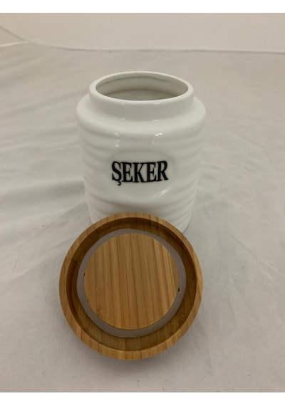 Porselen Bambu Tepsili Baharatlık Takımı Beyaz
