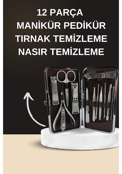 Elektrikli Manikür Pedikür Seti İkili Set 12 Parça Tırnak Bakımı Törpü Protez Çıkarma 04293365
