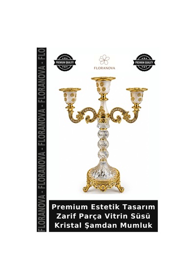 Premium Estetik Tasarım Zarif Parça Vitrin Süsü Kristal Şamdan Mumluk Çok Renkli
