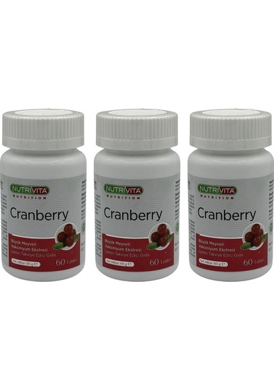 Nutrivita Nutrition Cranberry 500 Mg 3x60 Tablet Büyük Meyveli Vaksiniyum