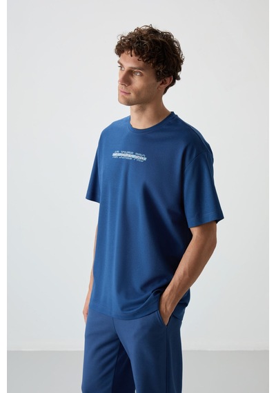 Air Jones Tommy Life Parlament Pamuklu Kalın Yüzeyi Dokulu Oversize Fit Baskılı Erkek T-shirt - 88365 Parlament