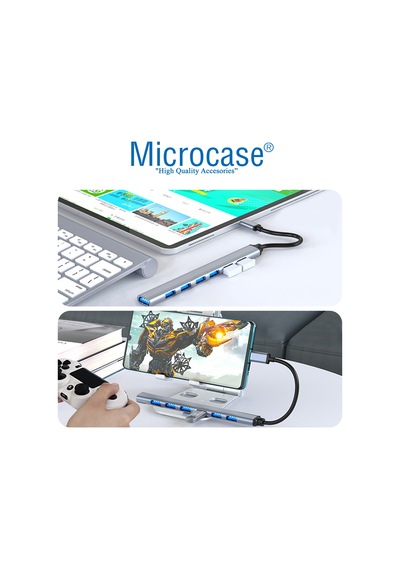 Type-C to 6xUSB 2.0 1xUSB 3.0 Port Çoğaltıcı Hub 7in1 OTG Adaptör - AL3576