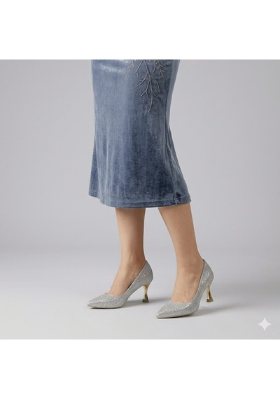 Kindep Öz Maçan Stiletto Kadın Ayakkabı Gumüş