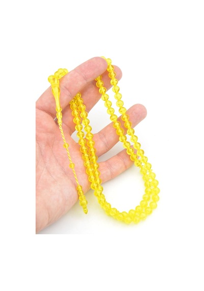 Sistemli Sığırcık Kesim 99 Luk Sarı Toz Kehribar Tesbih Sarı