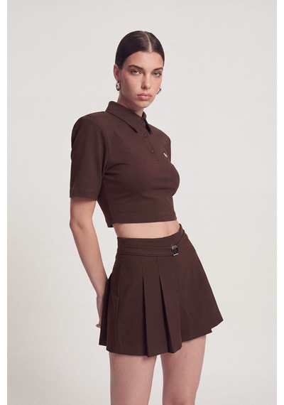 Holly Lolly Vatkalı Polo Yaka Carolyn T-shirt Kahve