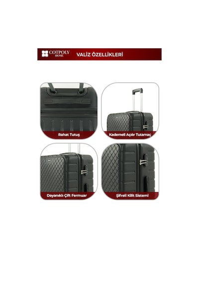 Cotpoly Home Diamond Abs Büyük Boy Valiz Siyah