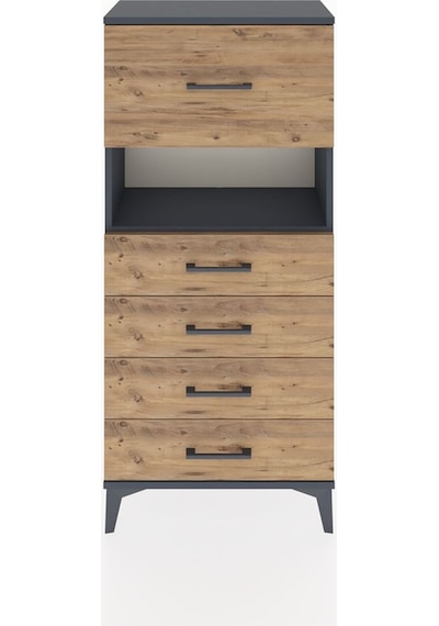 Hyperion Dolap Tek Raflı 5 Çekmeceli 60x44x134 Antrasit-çam Antrasit