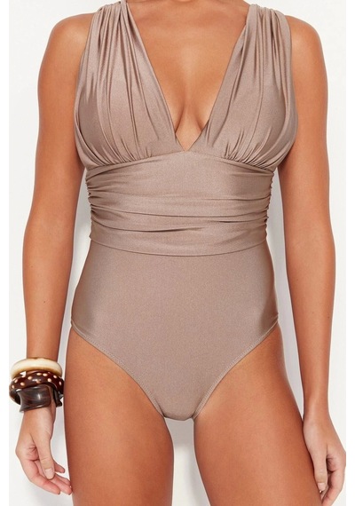 Ersefa Yüzme Kıyafeti Tasarım Mayo Ergonomik Kesim Swimsuit Uv Korumalı Vizon