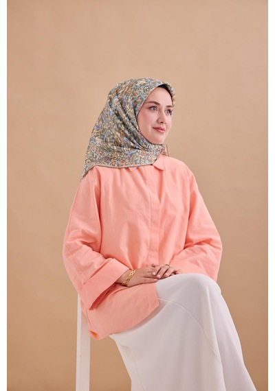 Silk Home Twill İpek Eşarp 11478-26 Sisli Yeşil, Bebe Mavi, Somon, Taş