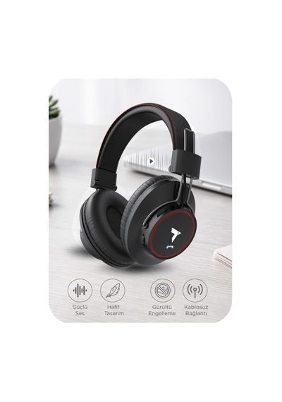 Delux Serisi Bluetooth Kulaklık Kafa Üstü Hd10 Siyah Taşınabilir Cihaz Ses Ekipmanı