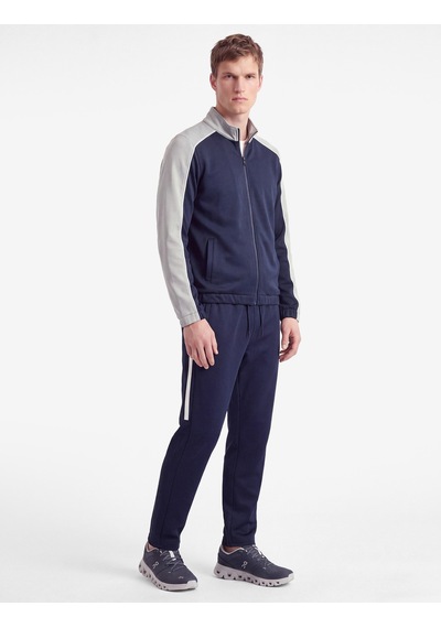 Koton Uzun Kollu Renk Kontrastlı Cepli Dik Yaka Fermuarlı Spor Sweatshirt Lacivert 7wam70029nk