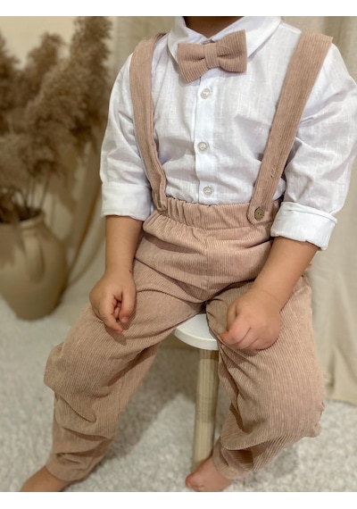Miababy Papyonlu Fitilli Üçlü Takım Bej
