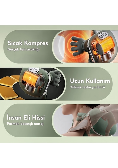Zvnm Isıtıcılı Güçlü Masaj Aleti - El Hissiyatı - Şarjlı - 3 Farklı Hız Kademesi Zcv12