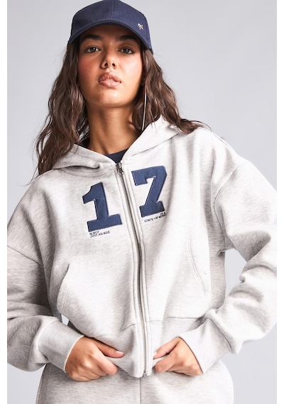 Defacto Fıtted Kapüşonlu Kalın Kumaş Fermuarlı İşlemeli Sweatshirt Hırka H4218ax26wngr110 Gri-gr110