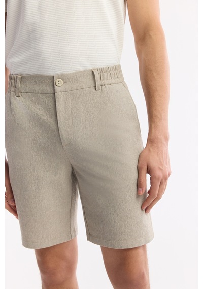 Avva Erkek Bej Yanı Lastikli Gofreli Bi-stretch Slim Fit Chino Şort A51y3730