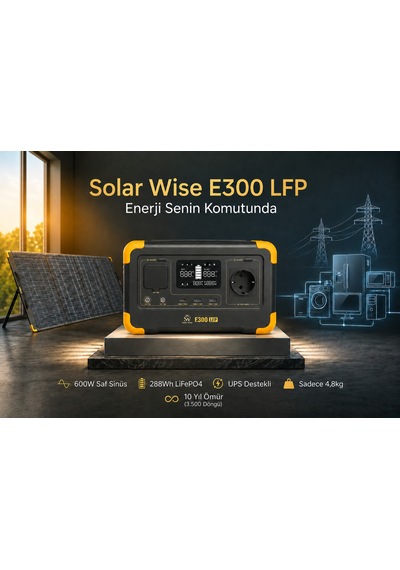 Solar Wise E300 Maxpack 600w 288wh Taşınabilir Güç İstasyonu + 100w Katlanabilir Güneş Paneli Lifepo4 Ups Wifi Bluetooth