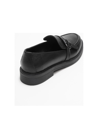 Luvishoes Luvi Shoes Galea Siyah Cilt Tokalı Hakiki Deri Kadın Loafer Ayakkabı SİYAH CİLT