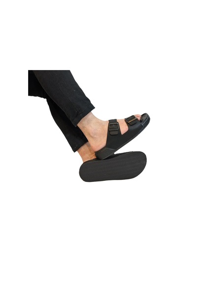 Pierre Cardin 7408 Siyah Çift Tokalı Yumuşak Taban Erkek Terlik Siyah