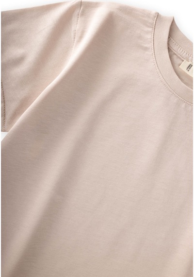 Cigit Etiket Detaylı T-shirt 2-10 Yaş Kum Kum Rengi