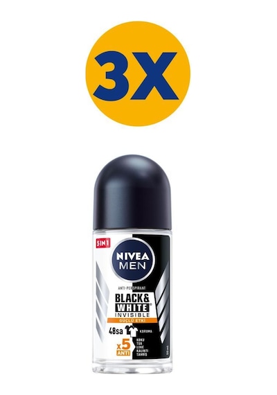 Nivea Men Black & White Invisible Güçlü Etki Erkek Roll-On Deodorant 3 x 50 ML