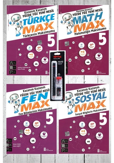 Ata 5.Sınıf Türkçe - Matematik - Fen Bilimleri - Sosyal Bilgiler Max Seti + Rotring Kalem Seti Hediyeli